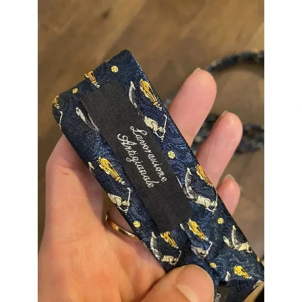 LAVORAZIONE ARTIGIANA pura seta Golf Blue Italy Men's Silk Neck Tie New NWOT - Picture 5 of 6